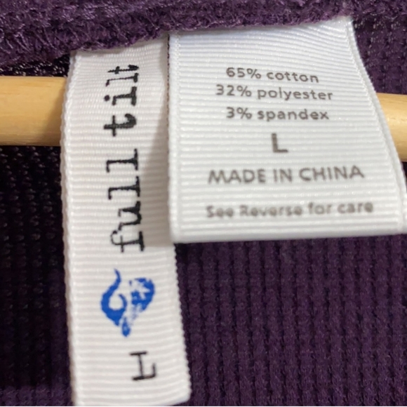 Full Tilt Long Sleeve Purple V Neck Waffle Shirt Size L - Picture 3 of 4